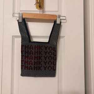 Black and Red Beaded Thank You Bag